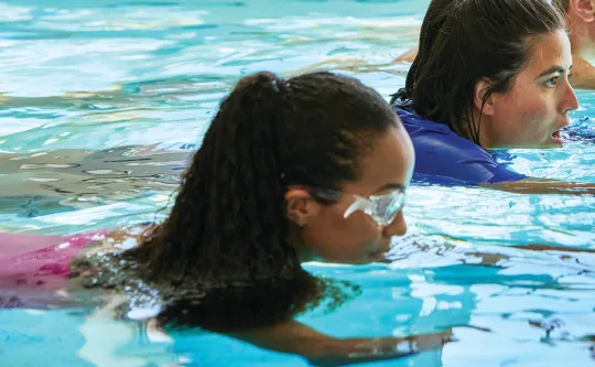 Swim Drills during competitive swim team practice