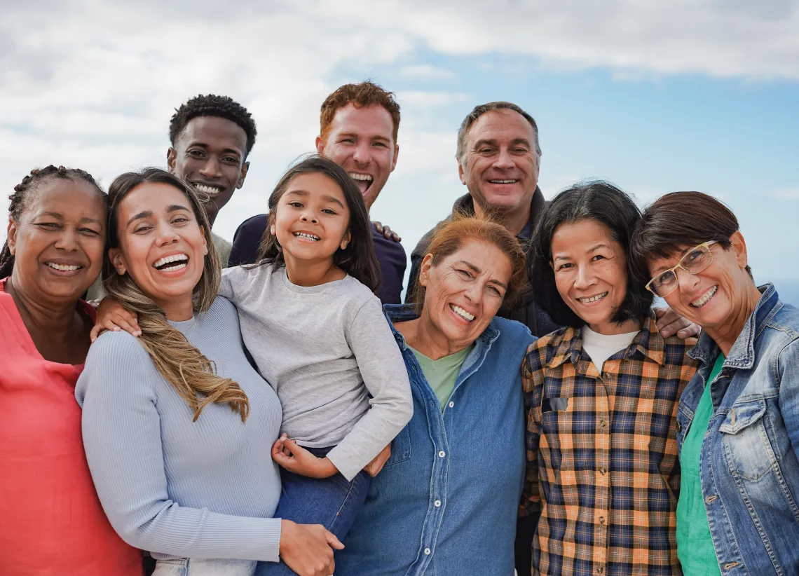 group of people standing together outside